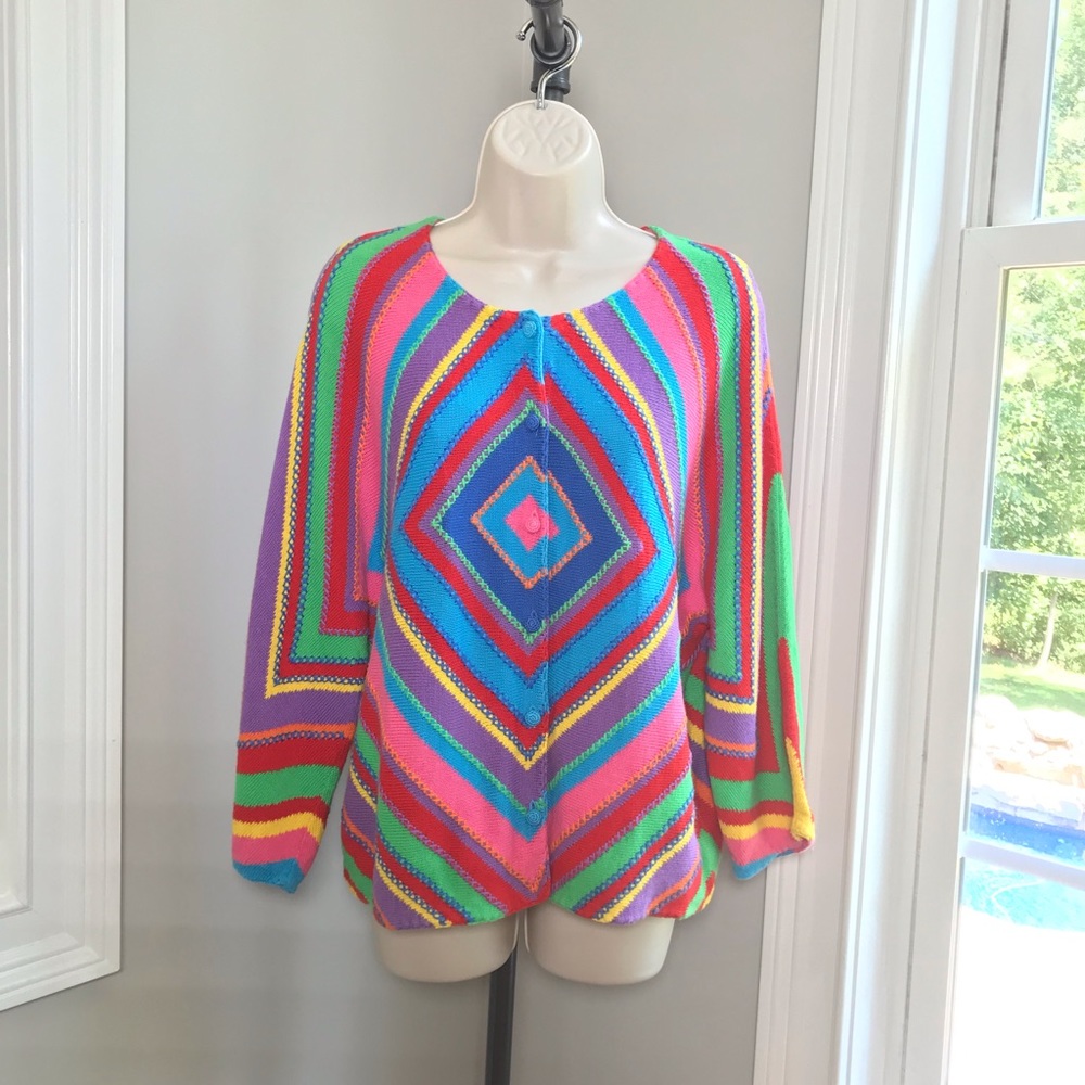 Michael Simon Retro Rainbow Cardigan - Large